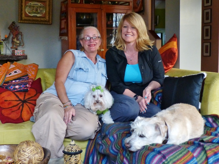 Lynn and Kathy during a planned July visit (and Lucy and ralph)--